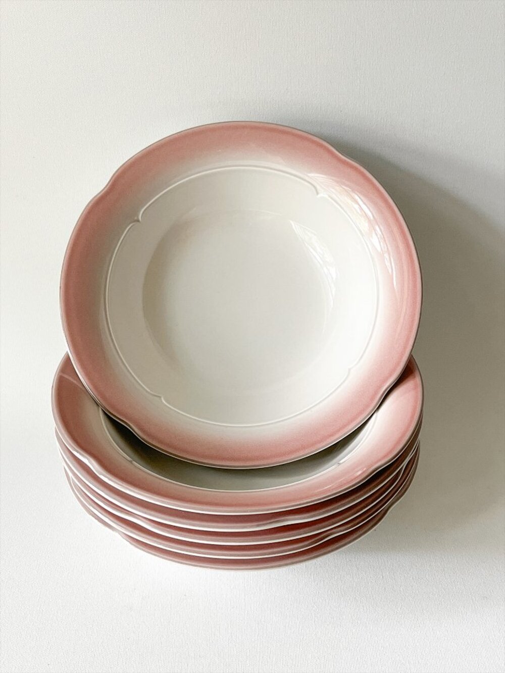 Set 6 Vintage Mikasa Peach Pink Cereal Dessert Bowls 7"